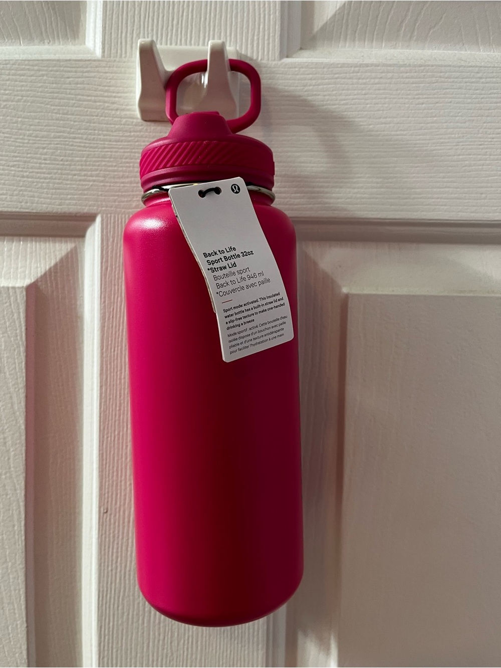 32 oz lululemon athletica Straw Lid Wide mouth Hot Pink Insulated Water Bottle